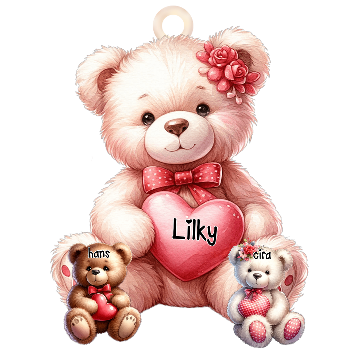 Oma/Mama Bär mit Herz - Personalisierter Schlüsselanhänger aus Acryl - Geschenk für Oma/Mama