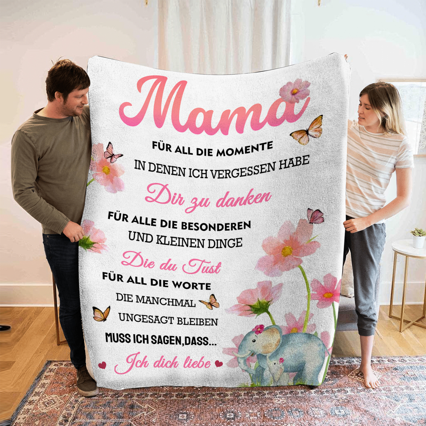 Elefant Decke - Bestes Geschenk für Mutter - Mama muss ich sagen, dass ich dich liebe