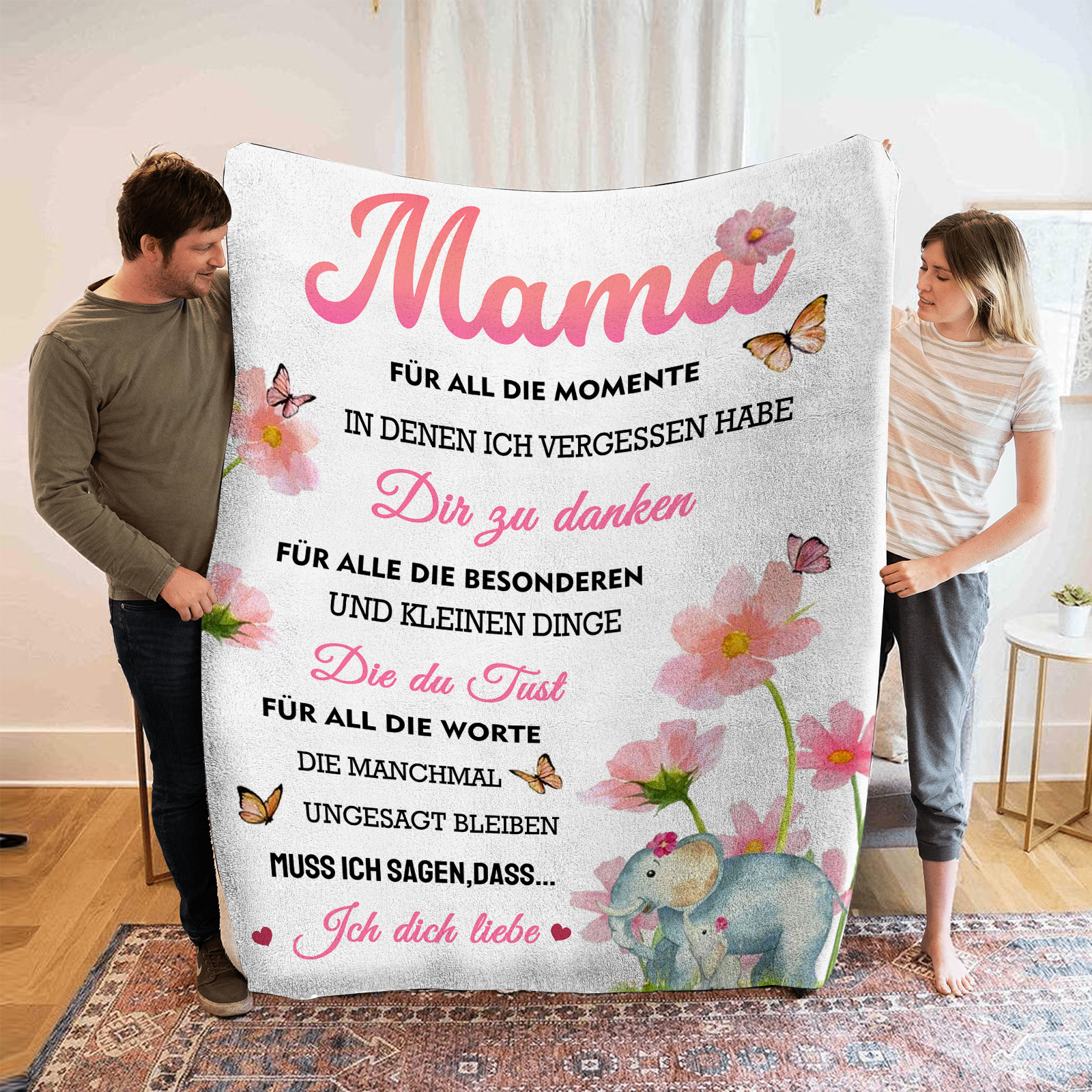 Elefant Decke - Bestes Geschenk für Mutter - Mama muss ich sagen, dass ich dich liebe