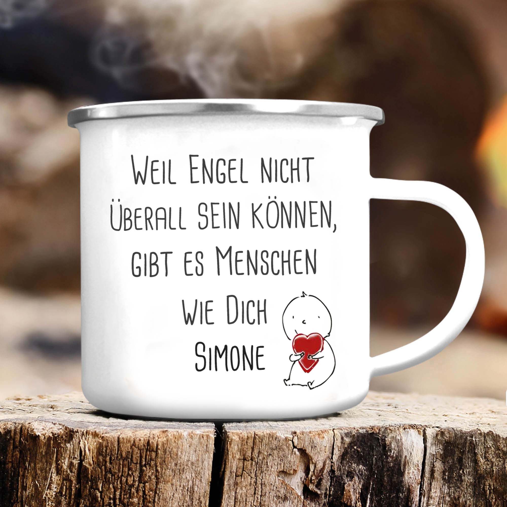 Email Tasse-Personalisierter Name-Weil Engel nicht überall sein können, gibt es Menschen wie dich-Emaille Becher