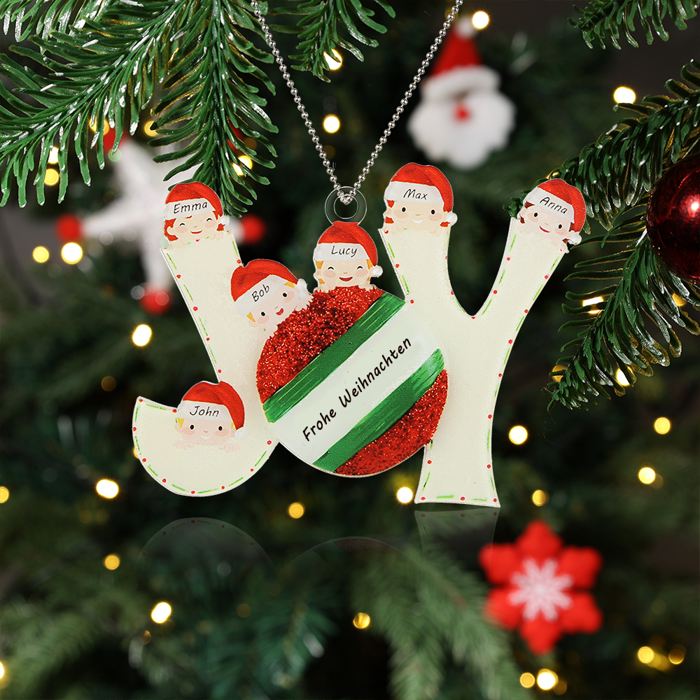 Acryl Personalisierte 6 Namen & Text "JOY " Ball Weihnachtsornament Weihnachtsbaum Anhänger