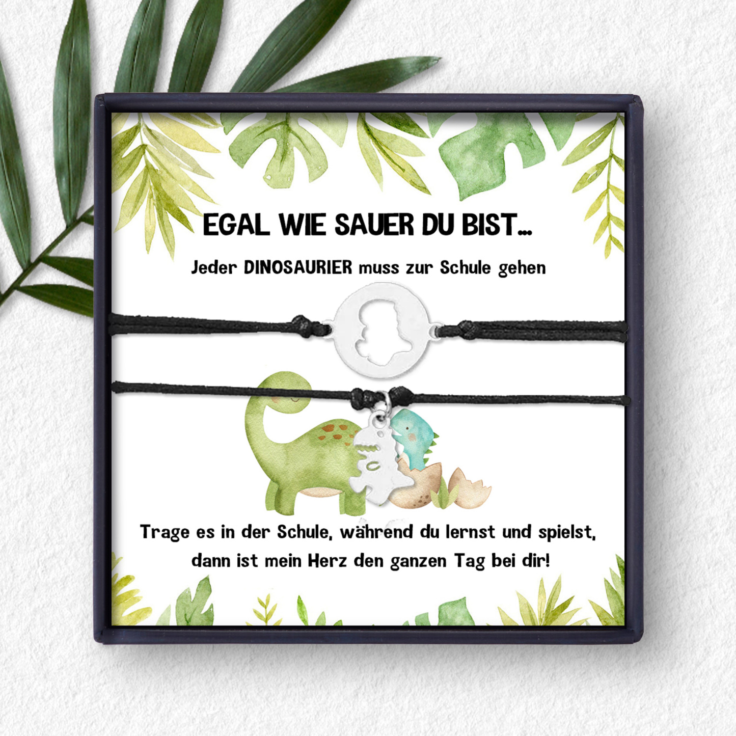 Dino Armbänder Set mit 2 Ketten-Egal wie sauer du bist Jeder Dinosaurier muss zur Schule gehen- lustig Schulanfang Geschenk