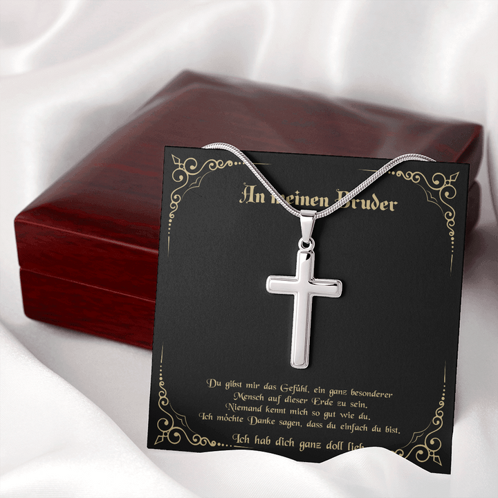 925 Sterling Silber Kreuz Halskette-An Meinen Bruder-Geschenk mit Nachrichtenkart