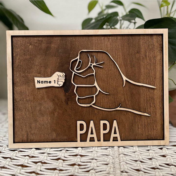 Personalisierter 1 Name Papa Holzrahmen - für Vater