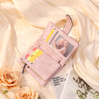 Damen Personalisierter Name & Geburtsblume PU Leder Geldbörse