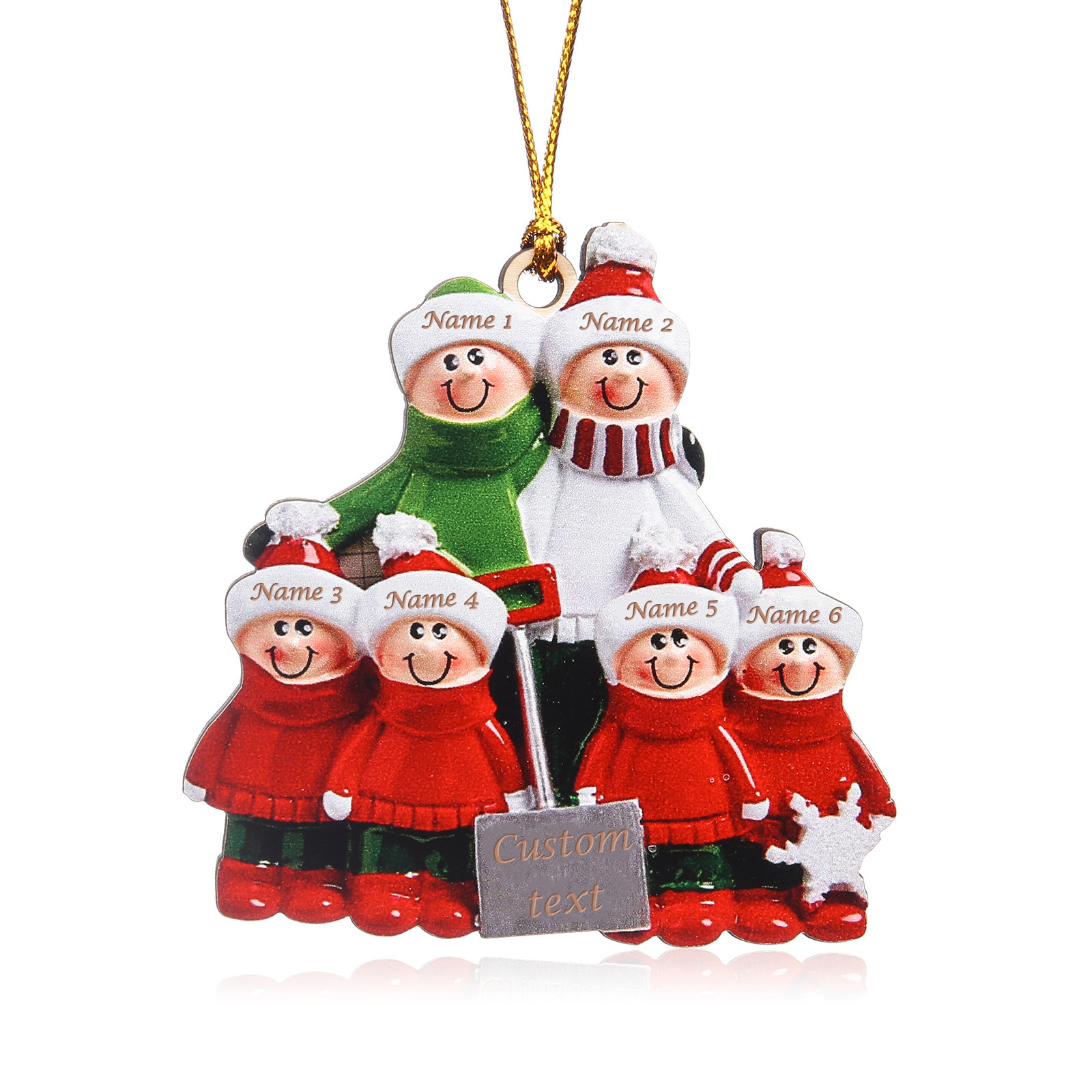 Personalisierter Familien-Weihnachtsanhänger aus Holz mit 2–8 Vornamen und Jahreszahl Geschenk für Familien
