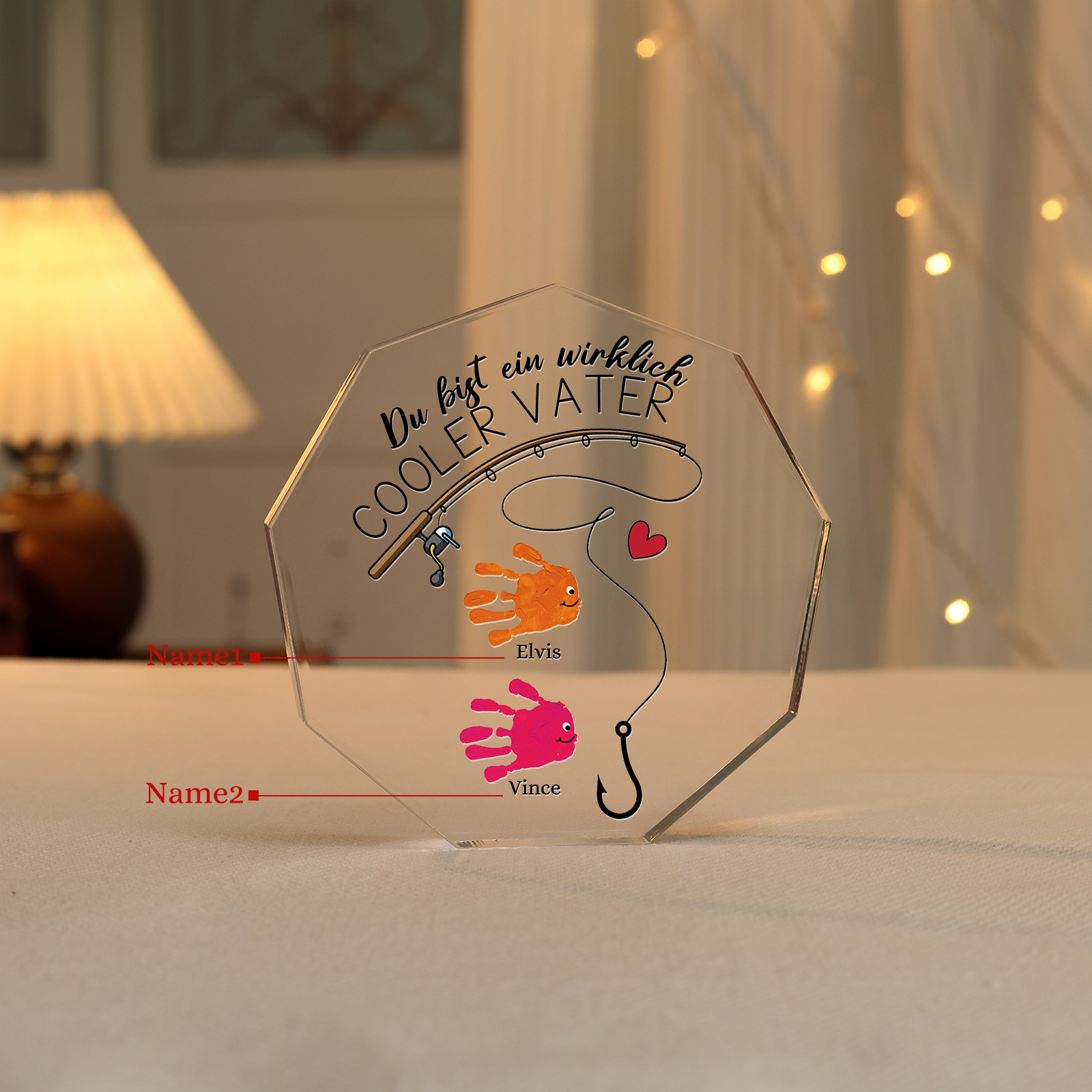 Neuneck Acryl-Deko Personalisierte 2 Namen -Du bist ein wirklich cooler Vater- Schreibtischdekoration für Vater