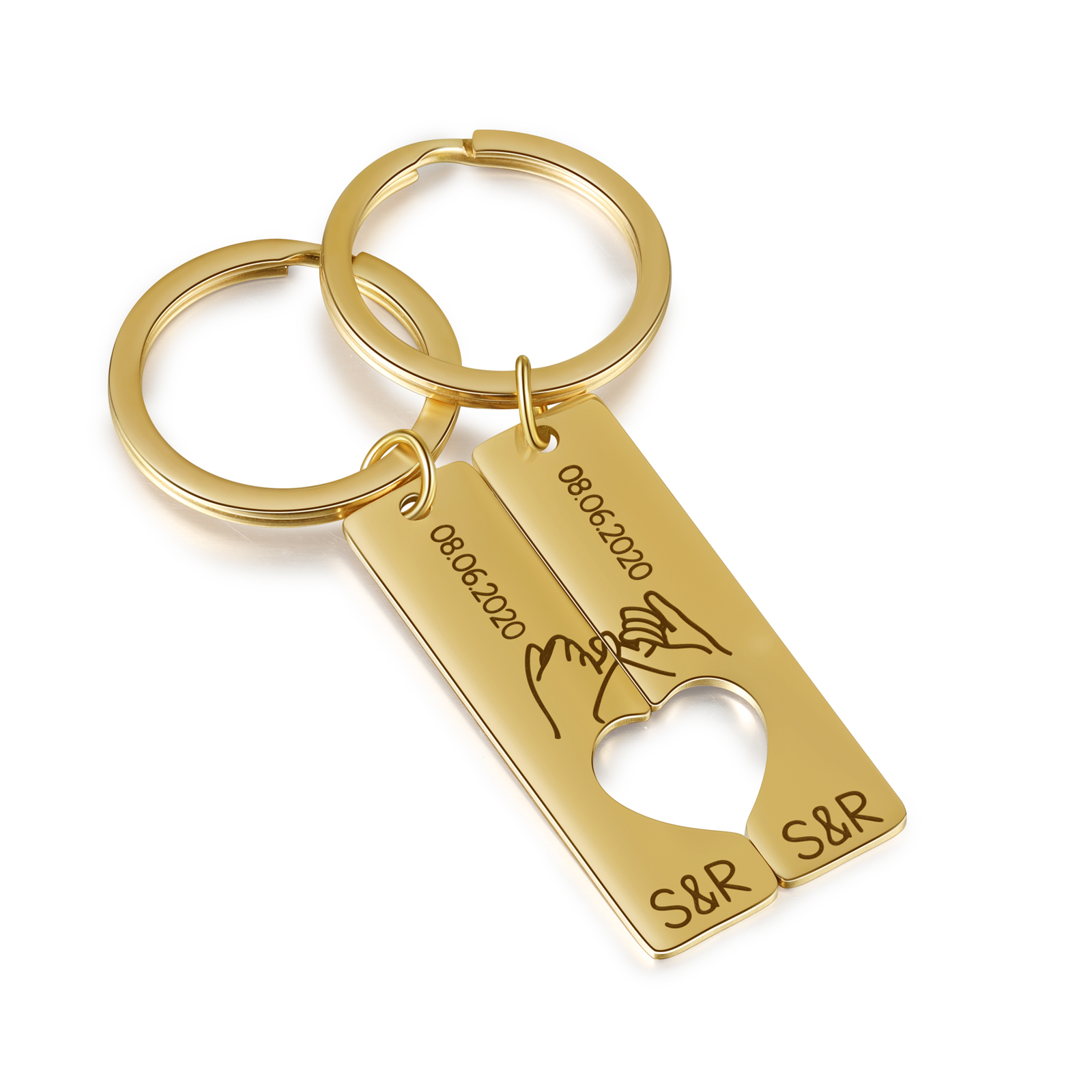 Personalisierte Partner-Schlüsselanhänger mit individueller Gravur im 2er Set - Herz Vereinbarung