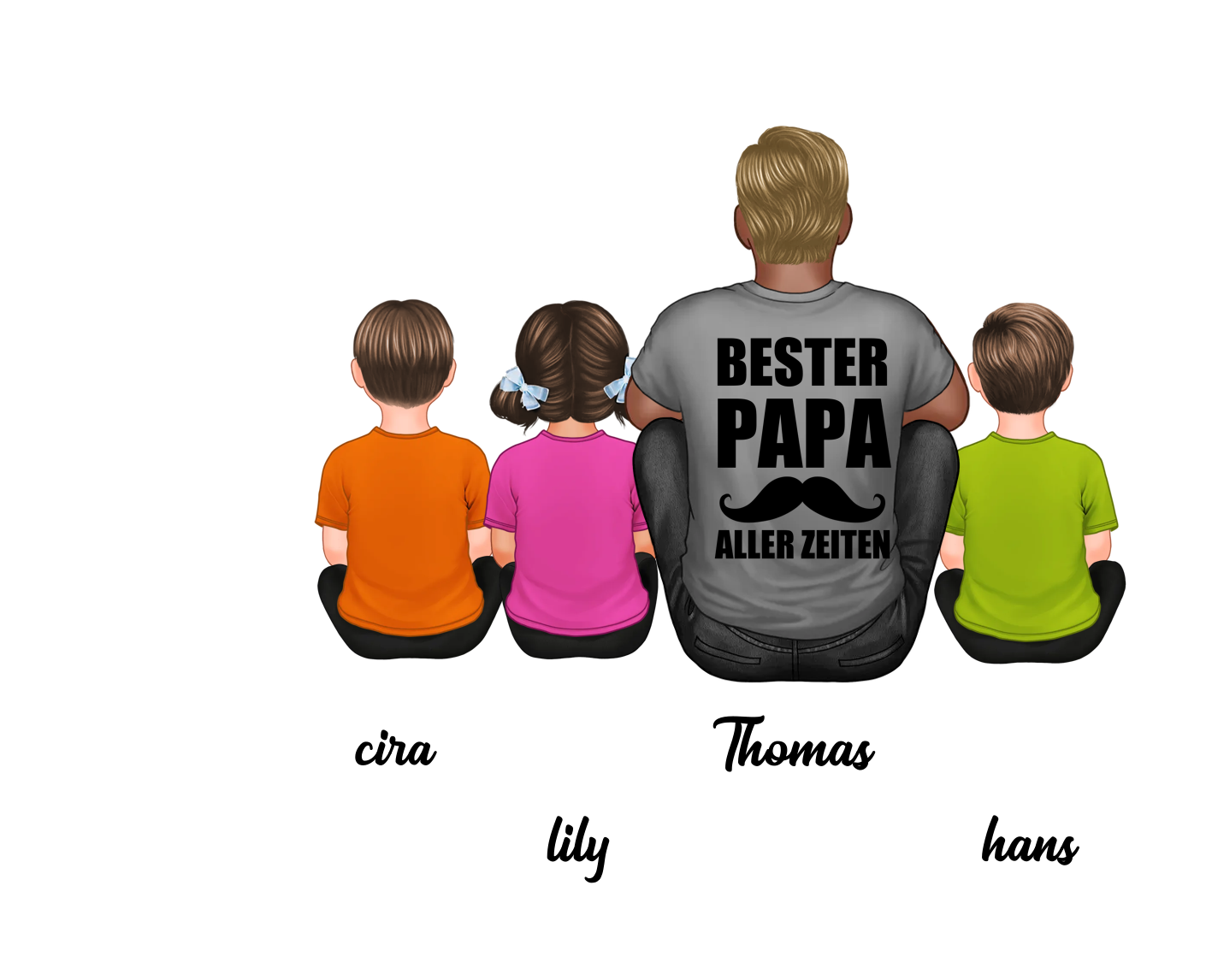 Personalisierte 1-7 Namen Familie Kinder mit Vater PU Leder Geldbörse