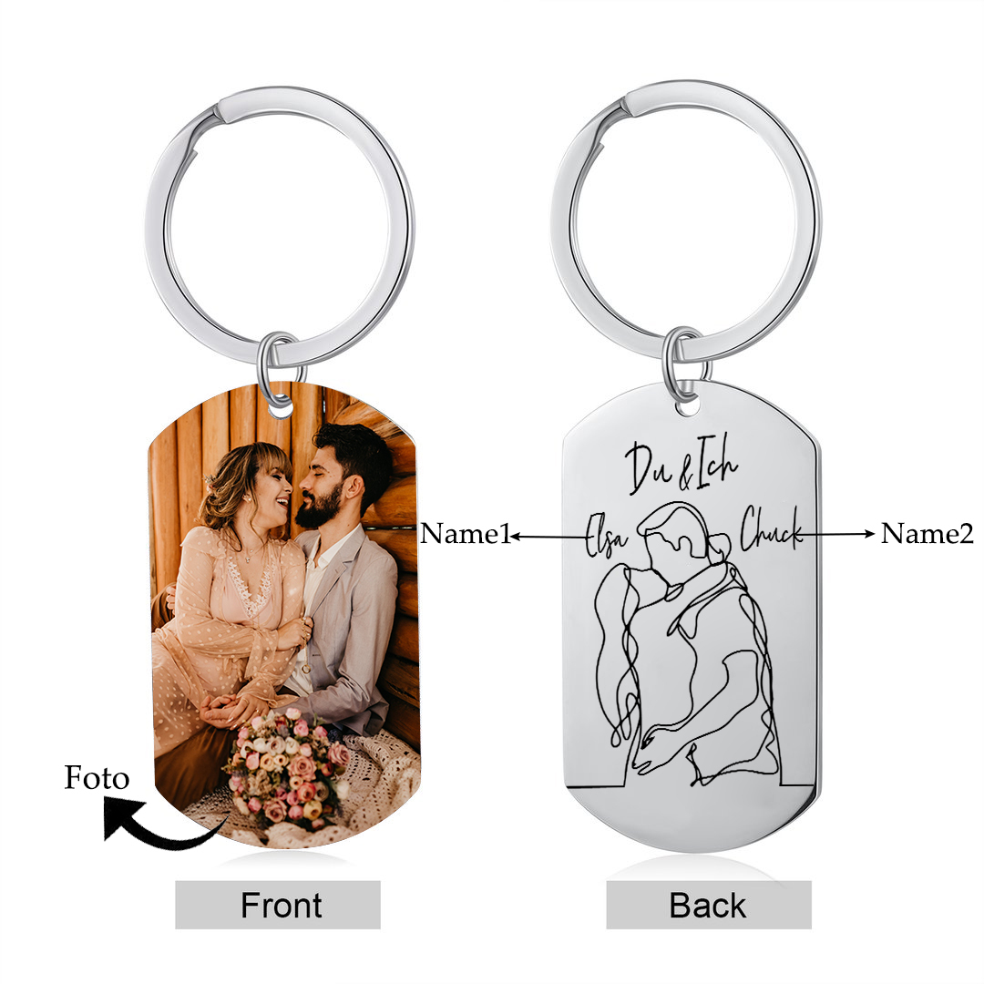 Personalisierter 1 Name & Geburtsblume & Foto Geldbörse & 2 Namen & Foto Schlüsselanhänger Geschenkpackung Geschenkset mit Karte für Frau Freundin