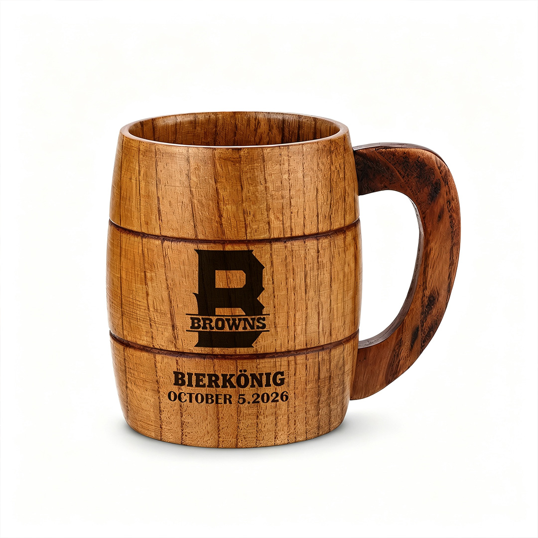 Personalisierter Bierkrug aus Holz mit Namen und Initialen Geschenk für Papa Bierliebhaber und Grillmeister