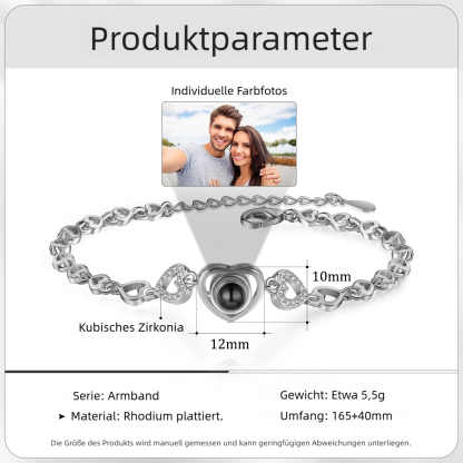 Personalisiertes Foto Herz Projektion Armband mit Herz Kette