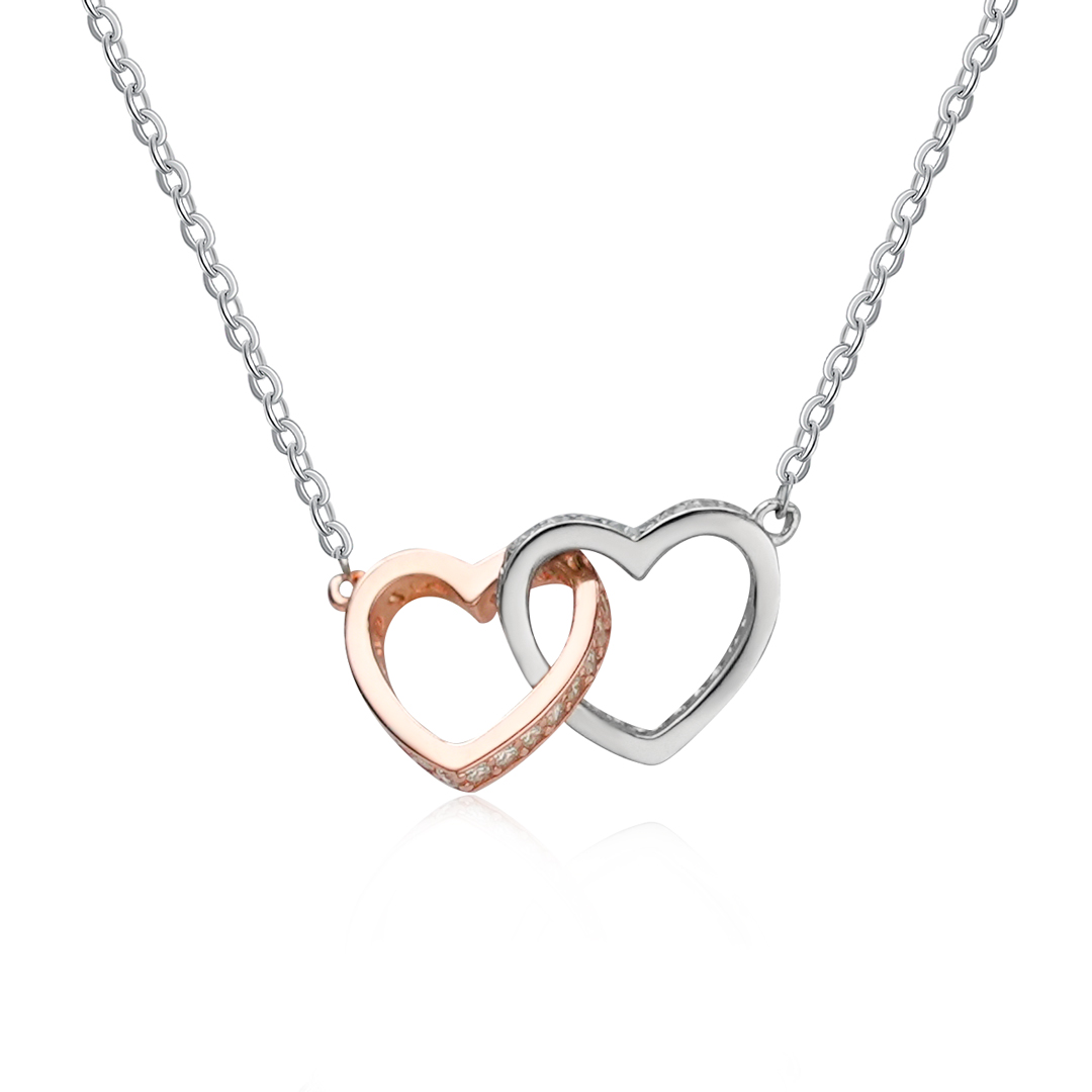 925 Sterling Silber Herz & Herz Halskette