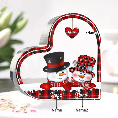 Personalisierte 3 Namen Schneemann Familie Weihnachten Acryl-Deko-Schreibtischdekoration