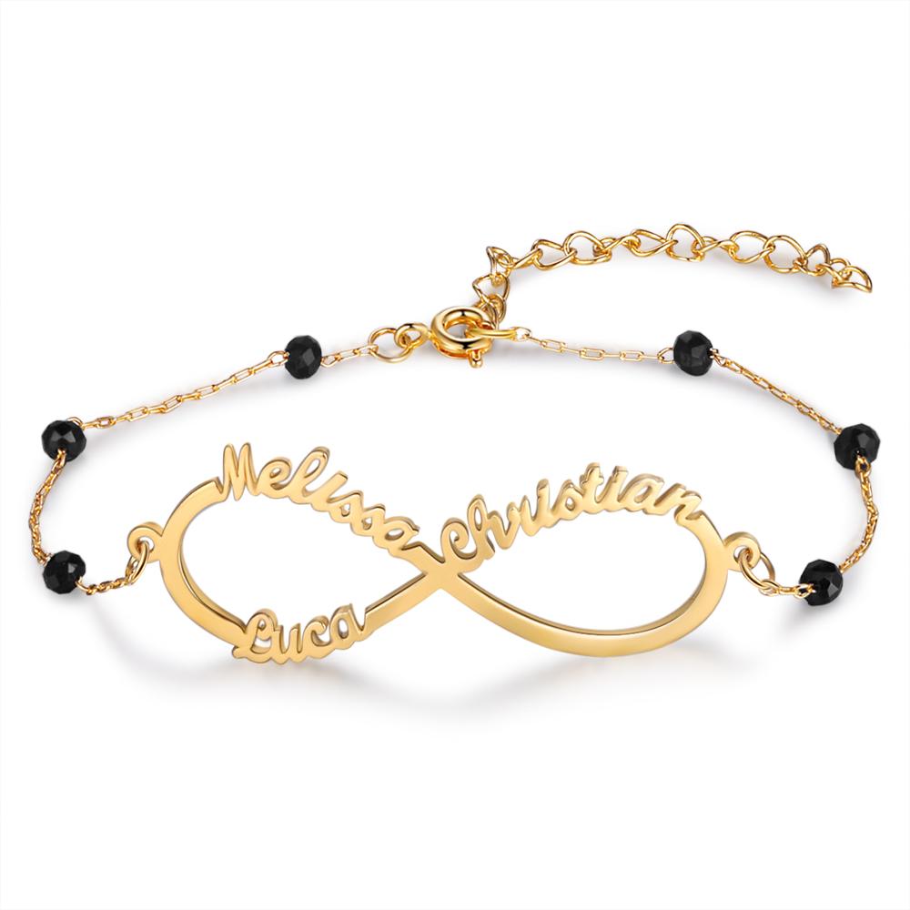 Infinity Armband mit 3 Namensgravur Kundenspezifisch
