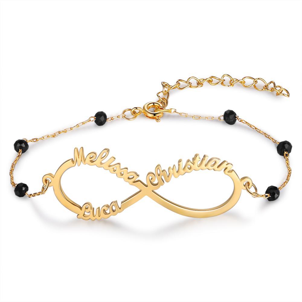 Infinity Armband mit 3 Namensgravur Kundenspezifisch