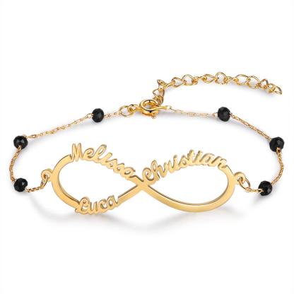 Infinity Armband mit 3 Namensgravur Kundenspezifisch