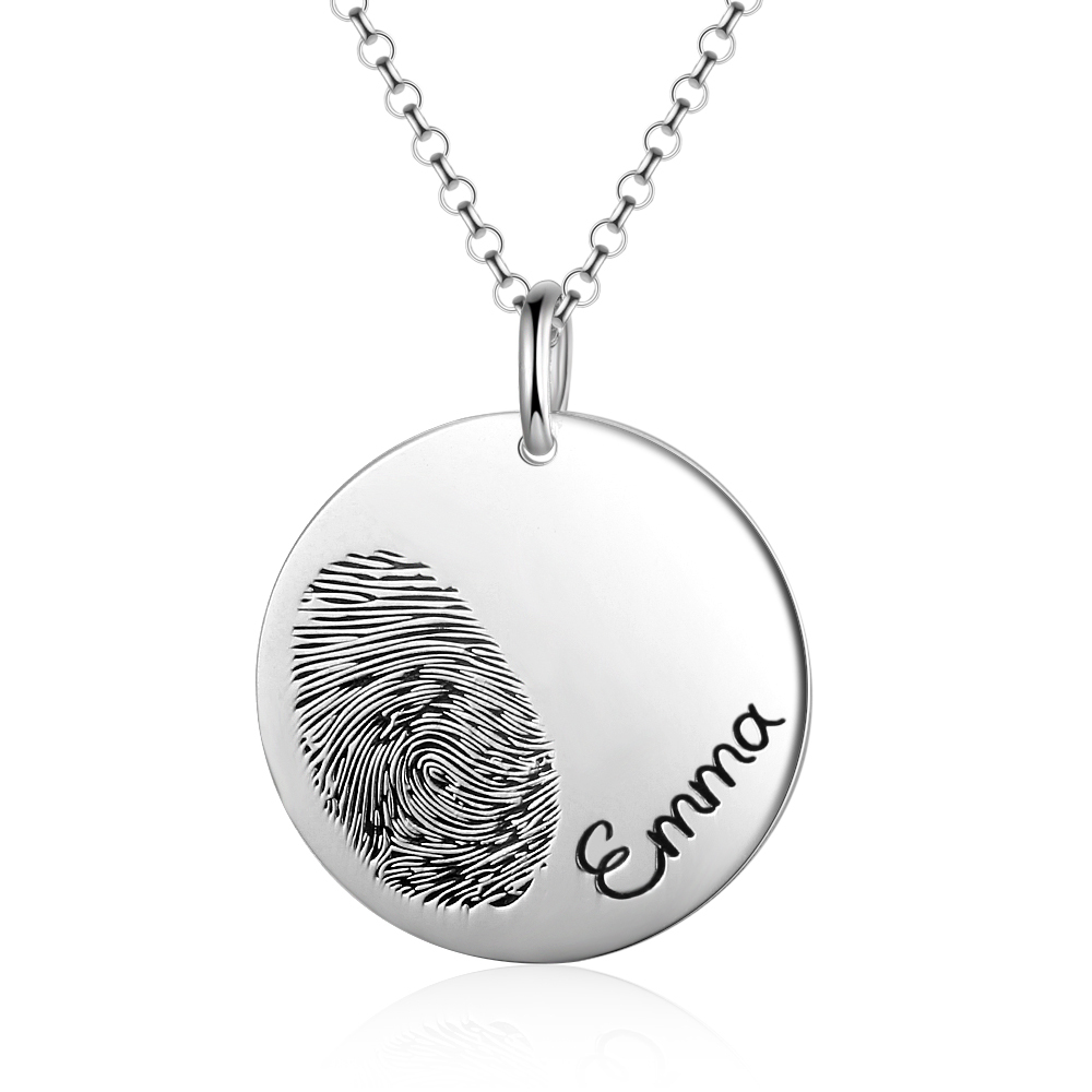 Personalisierter Name & Fingerabdruck Halskette-Silber
