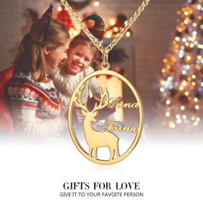 Elch Halskette mit 2 Namensgravuren