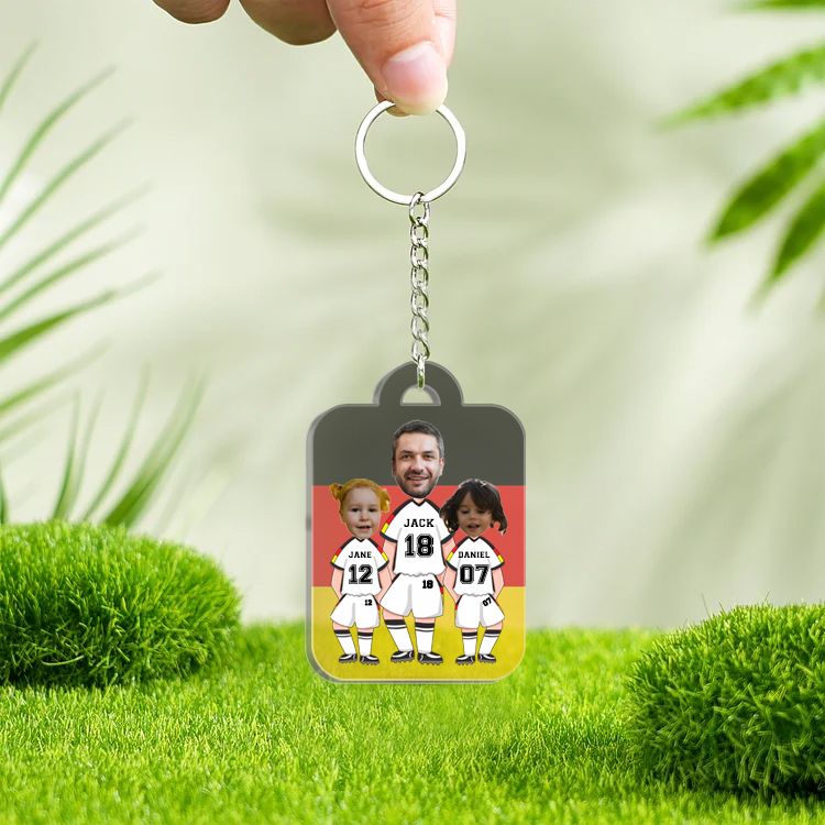 Personalisierte 3 Fotos & 9 Texte Fußballmannschaft Acryl Ornament/Schlüsselanhänger mit Schlüsselring