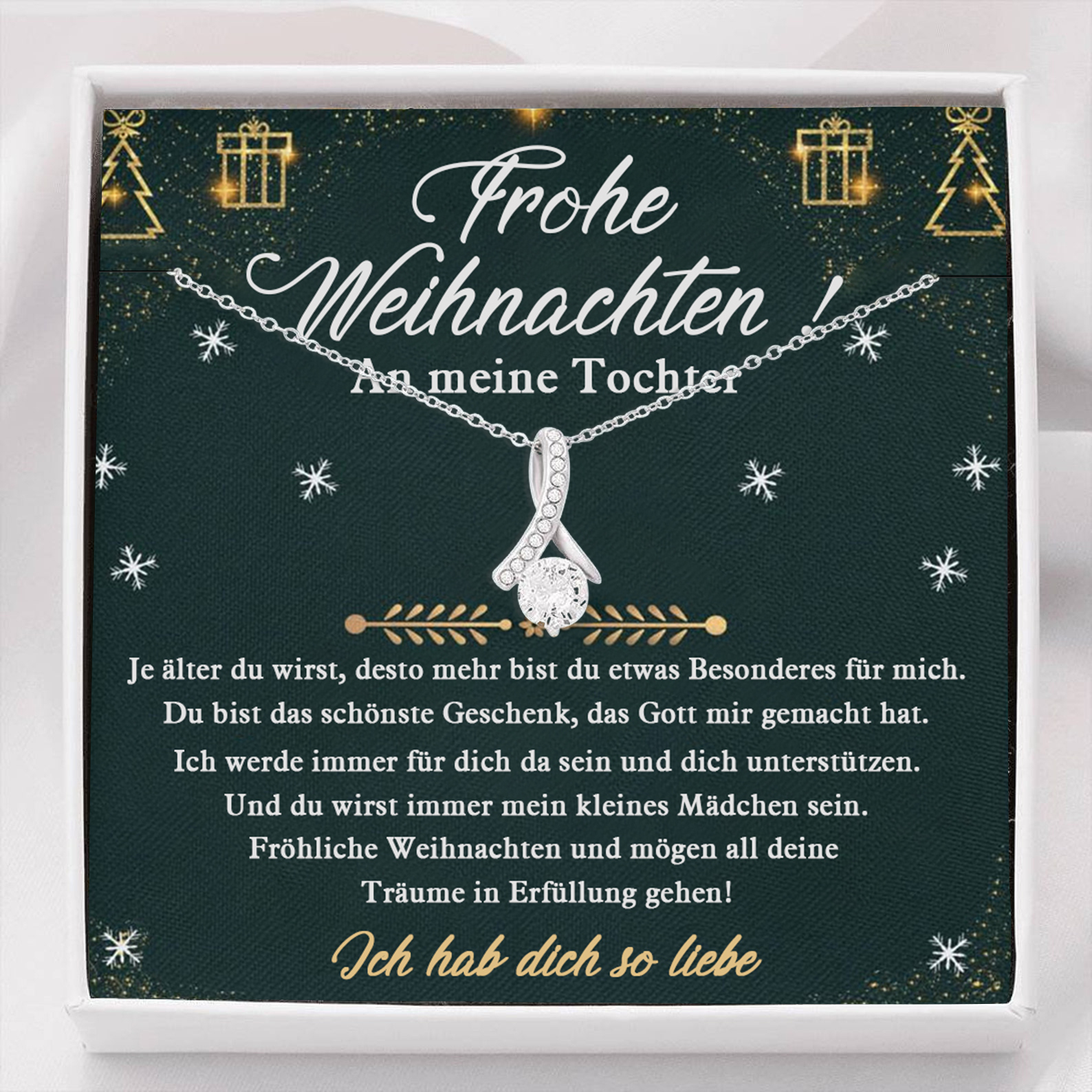925 Sterling Silber Halskette-An meine Tochter Frohe Weihnachten-Geschenk mit Nachrichtenkarte