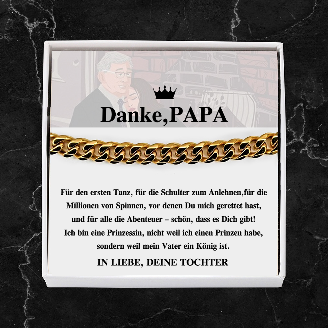 Herren Kubanisches Armband- Danke Papa-Geschenk mit Nachrichtenkarte