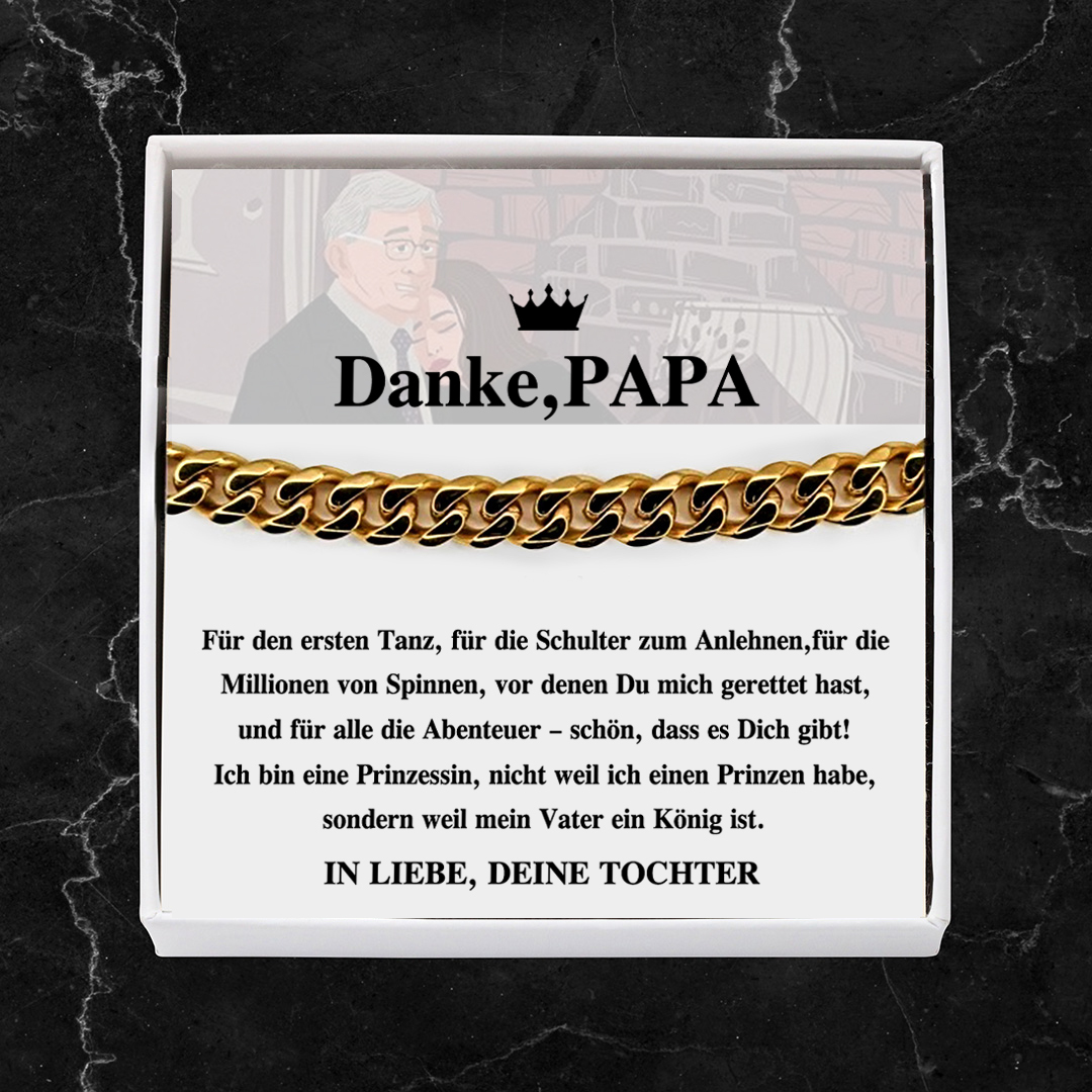 Herren Kubanisches Armband- Danke Papa-Geschenk mit Nachrichtenkarte