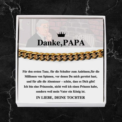 Herren Kubanisches Armband- Danke Papa-Geschenk mit Nachrichtenkarte