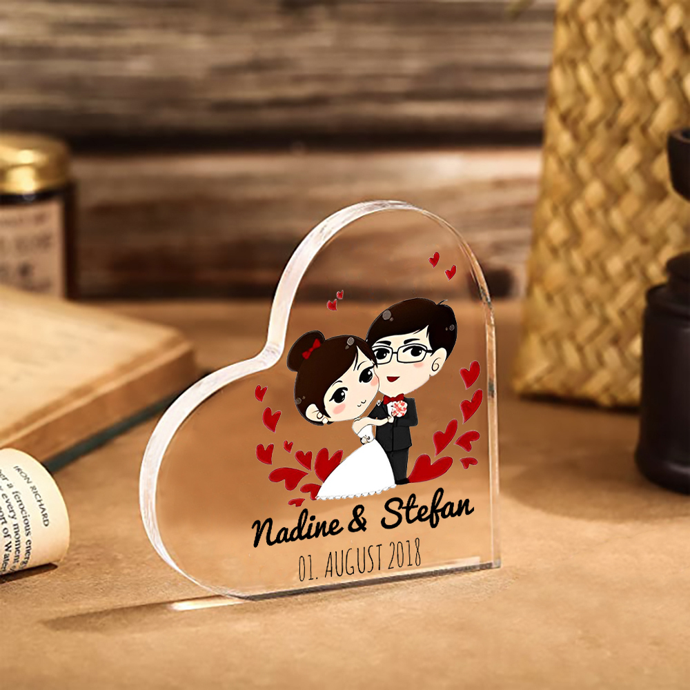 Personalisierte 2 Texte Acryl-Deko Schreibtischdekoration Hochzeitstag Geschenk für Paar