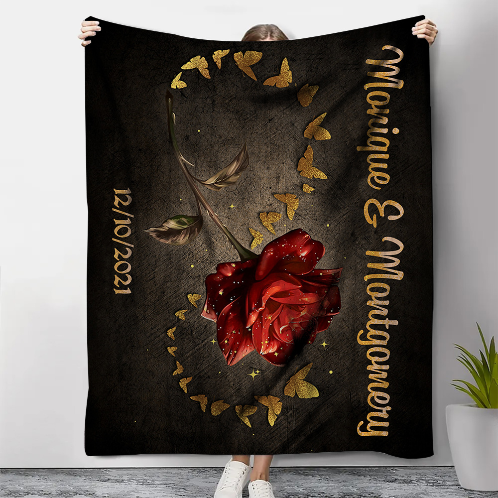 Personalisierte 2 Namen & Datum Rose Decke-Für Paare