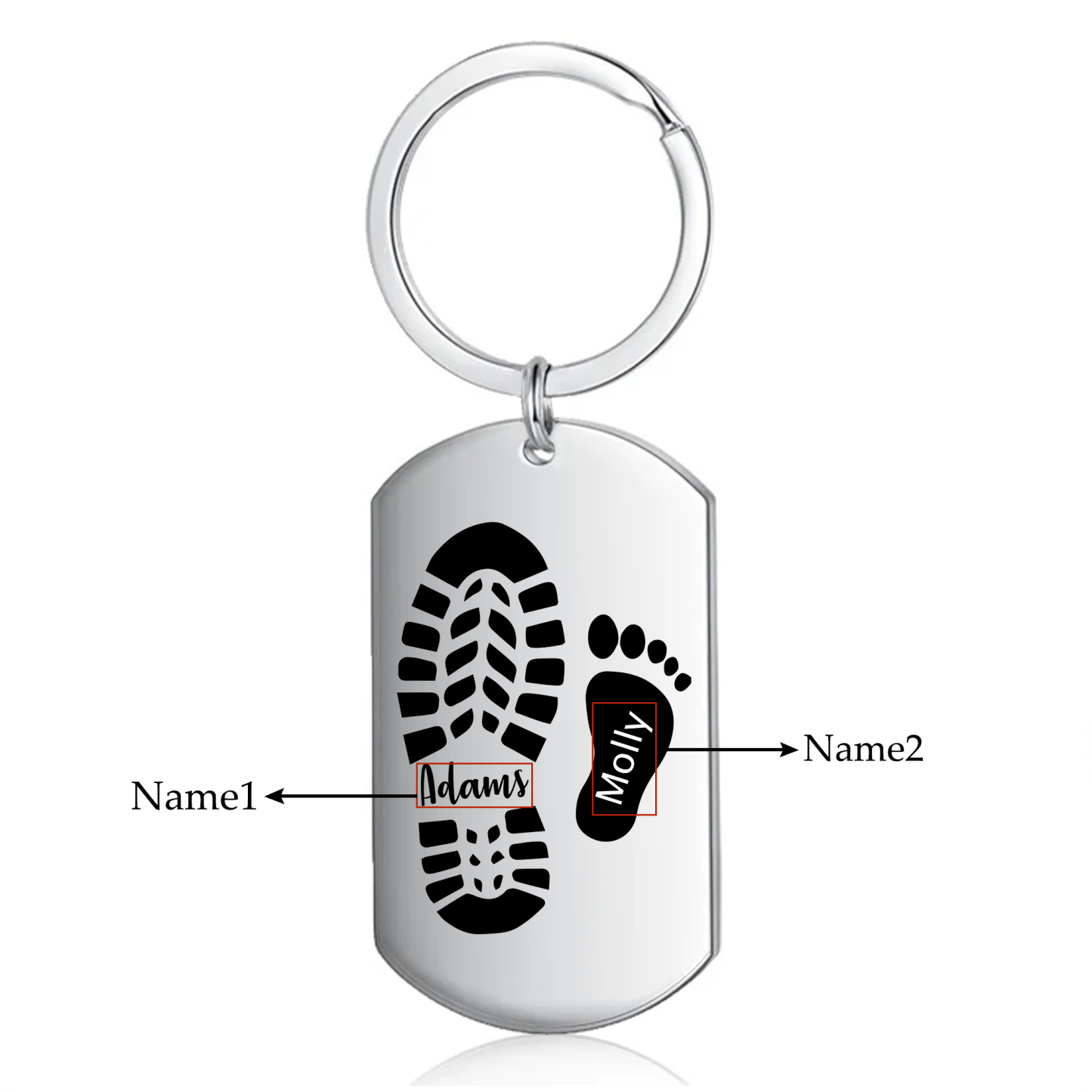 Personalisierbare 2 Namen Papa Schuh Schlüsselanhänger für Vater