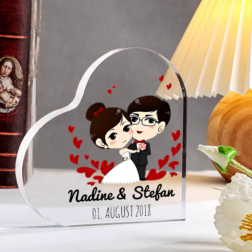 Personalisierte 2 Texte Acryl-Deko Schreibtischdekoration Hochzeitstag Geschenk für Paar