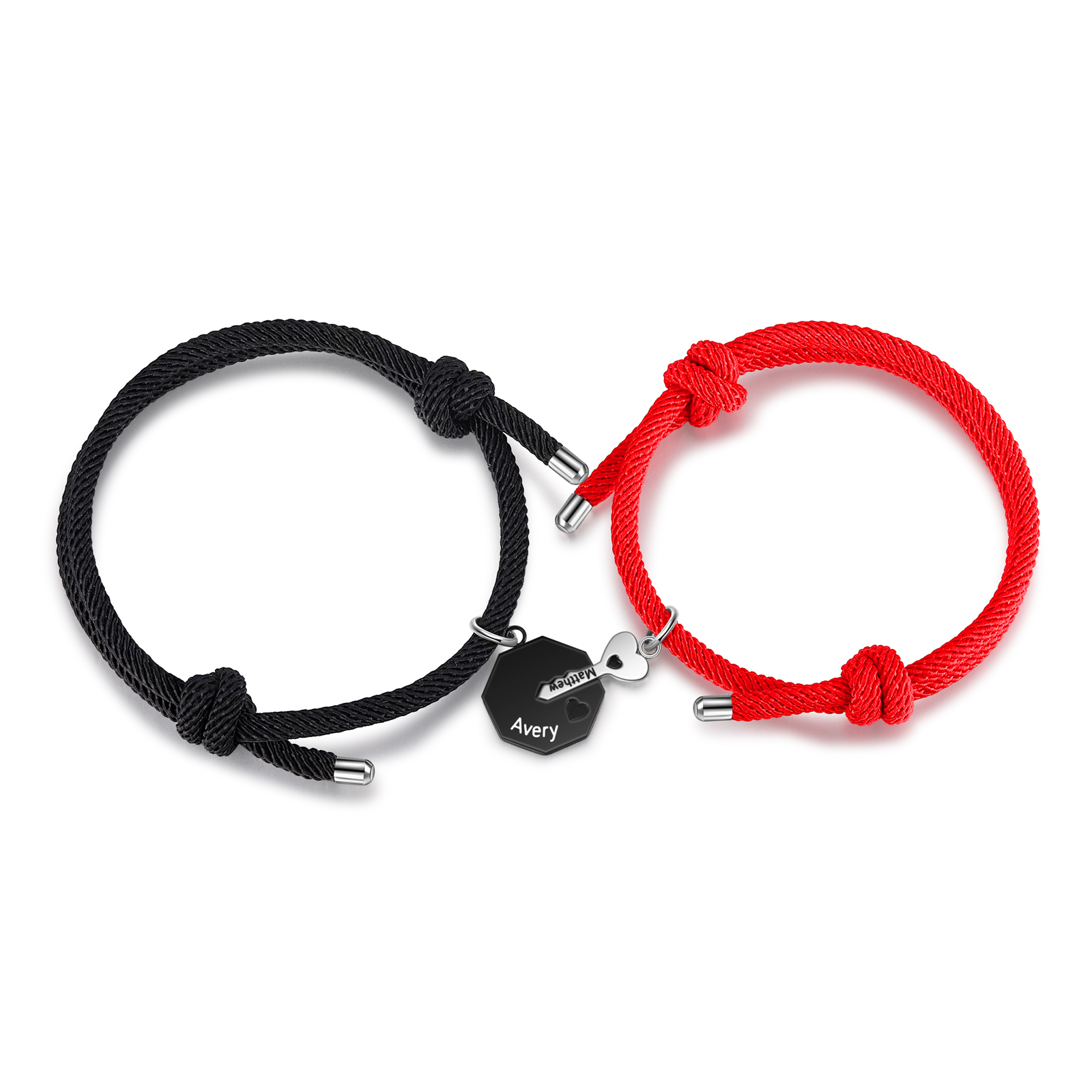 Personalisierte 2 Namen Paar Schlüssel Armbänder mit Zirkonia