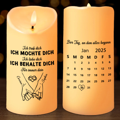 Personalisierte LED-Kerze mit Kalender & Namen
