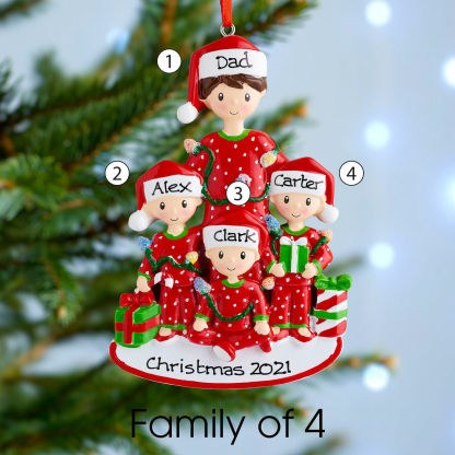 Holz Weihnachtsornament-Personalisierte 2 Namen Text Weinhachten Vater & Kind-Kostüm Ornament