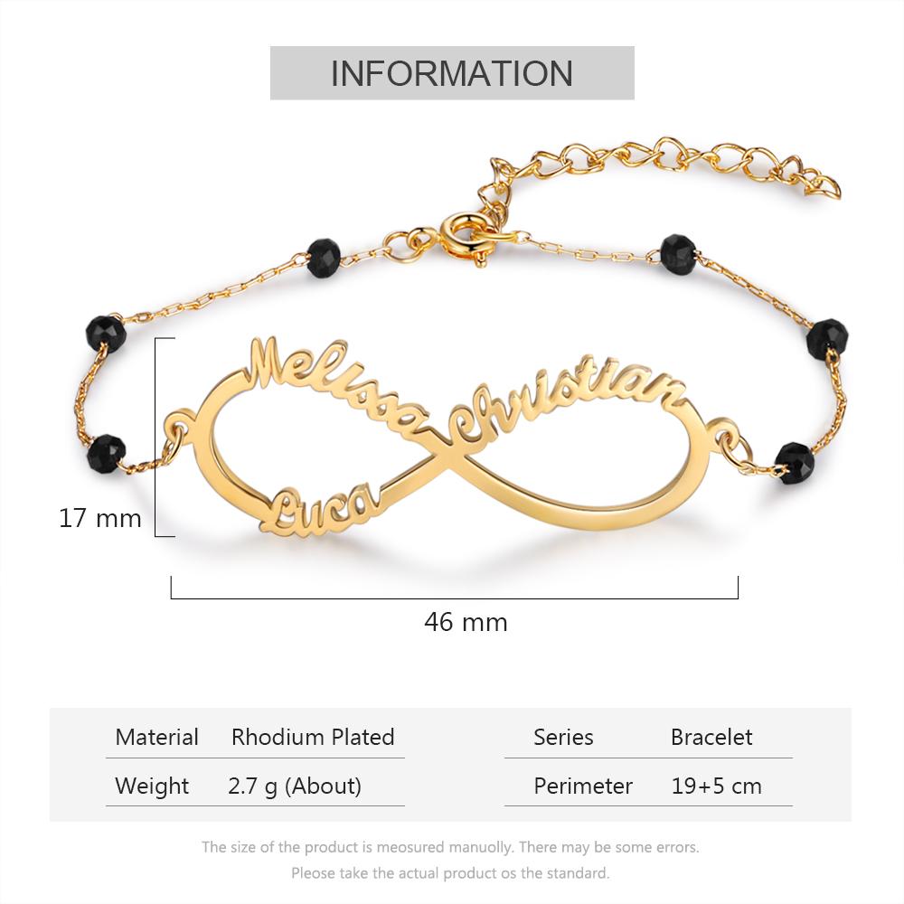 Infinity Armband mit 3 Namensgravur Kundenspezifisch