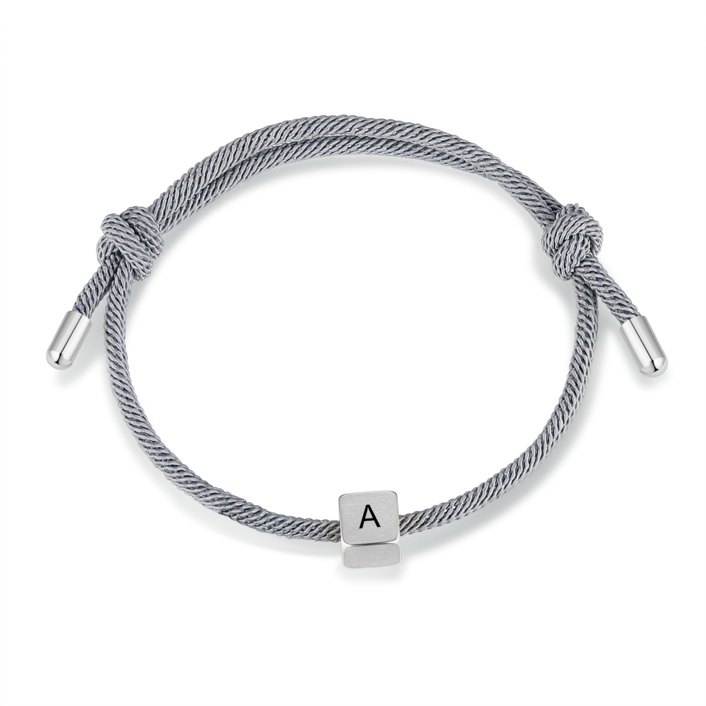 Personalisierter Buchstabe Edelstahl Grau Handseil Armband