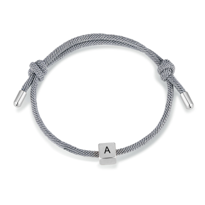 Personalisierter Buchstabe Edelstahl Grau Handseil Armband