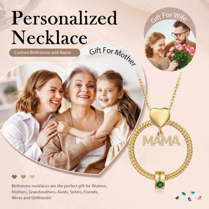 Personalisierte 1-5 Name Gravur MAMA Halskette mit 1-5 Geburtsstein