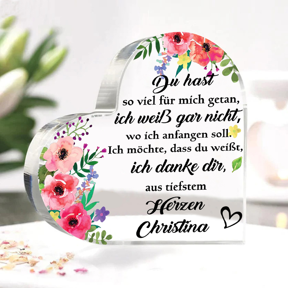 Dankbarkeit-Personalisierter 1 Name  Acryl-Ich möchte, dass du weißt, ich danke dir aus tiefstem Herzen-Deko-Schreibtischdekoration