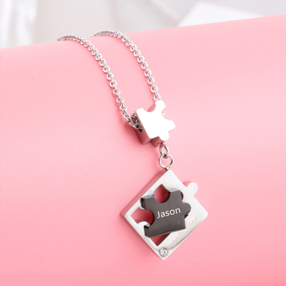 Personalisierte 2 Namen Puzzle "only Love" Halsketten Set