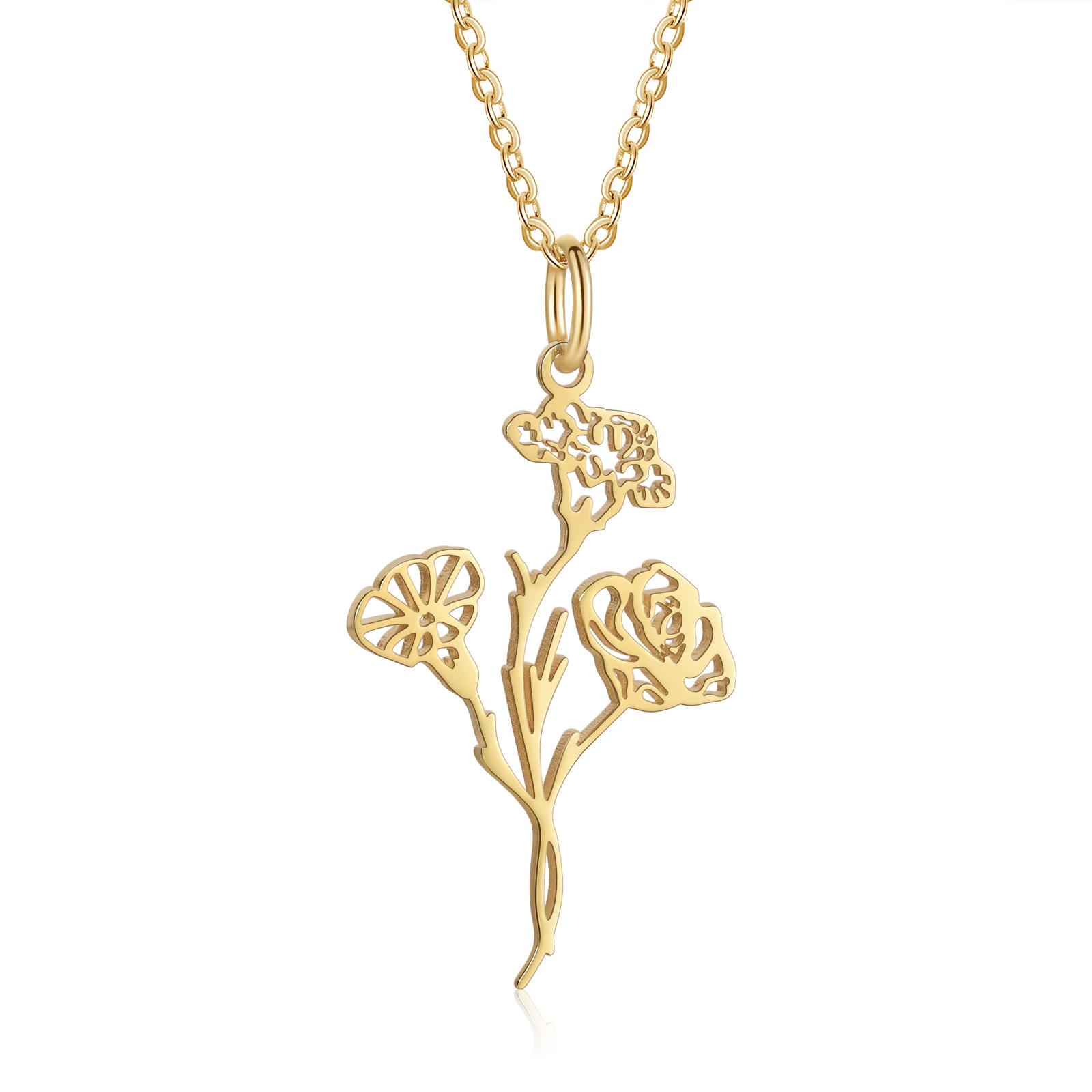 Personalisierte 1-4 Geburtsblumen Halskette - Geburtsblume Serie
