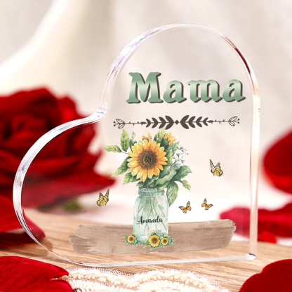 Personalisierter 1 Name & Text Familie Sonnenblume Acryl-Deko Schreibtischdekoration für Mutter