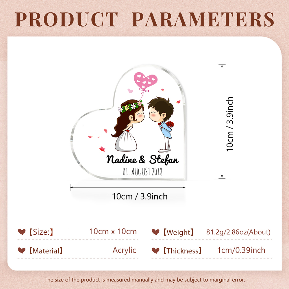 Personalisierte 2 Texte Acryl-Deko Schreibtischdekoration Hochzeitstag Geschenk für Paar