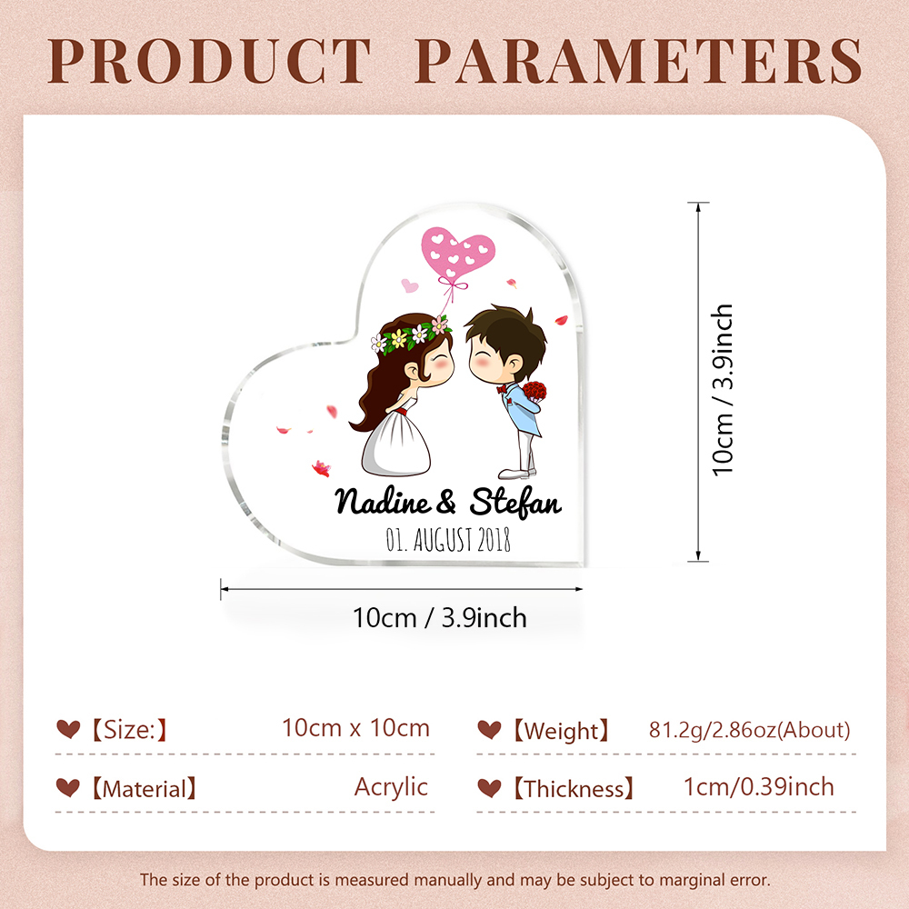 Personalisierte 2 Texte Acryl-Deko Schreibtischdekoration Hochzeitstag Geschenk für Paar