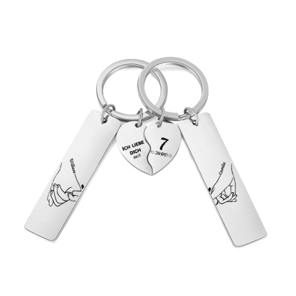 Personalisierbare 2 Namen & Nummer- Ich liebe dich seti xx Jahren - Metall Paar Schlüsselanhänger
