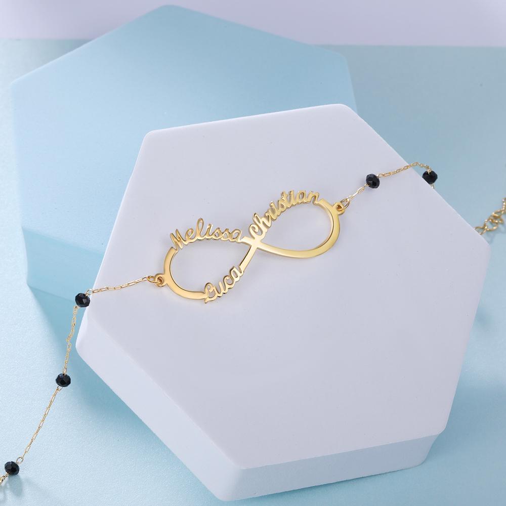 Infinity Armband mit 3 Namensgravur Kundenspezifisch
