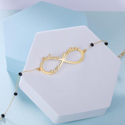 Infinity Armband mit 3 Namensgravur Kundenspezifisch