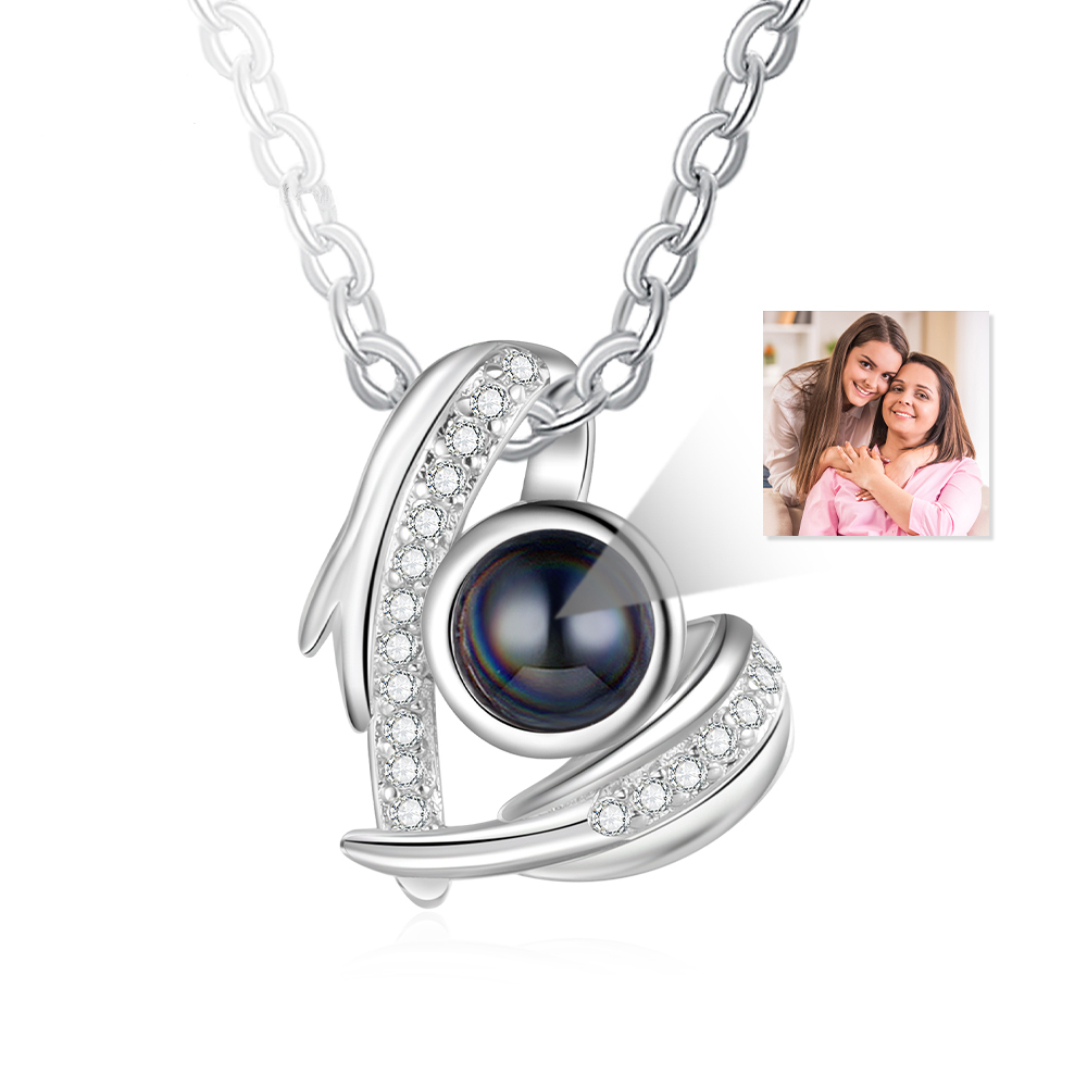 Personalisierte Foto Herz Flüge Projektion Halskette