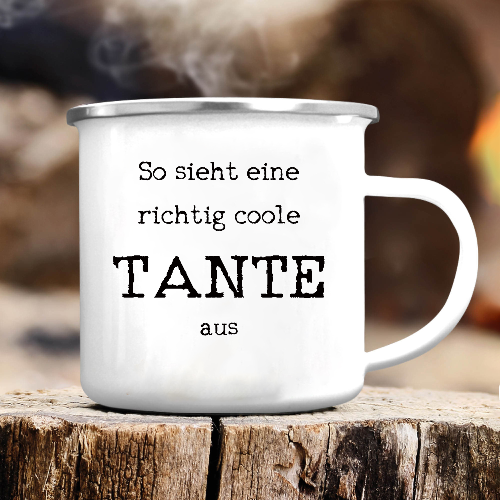 Emaille Tasse-So sieht eine richtig coole Tante aus Emaille Becher für Tante
